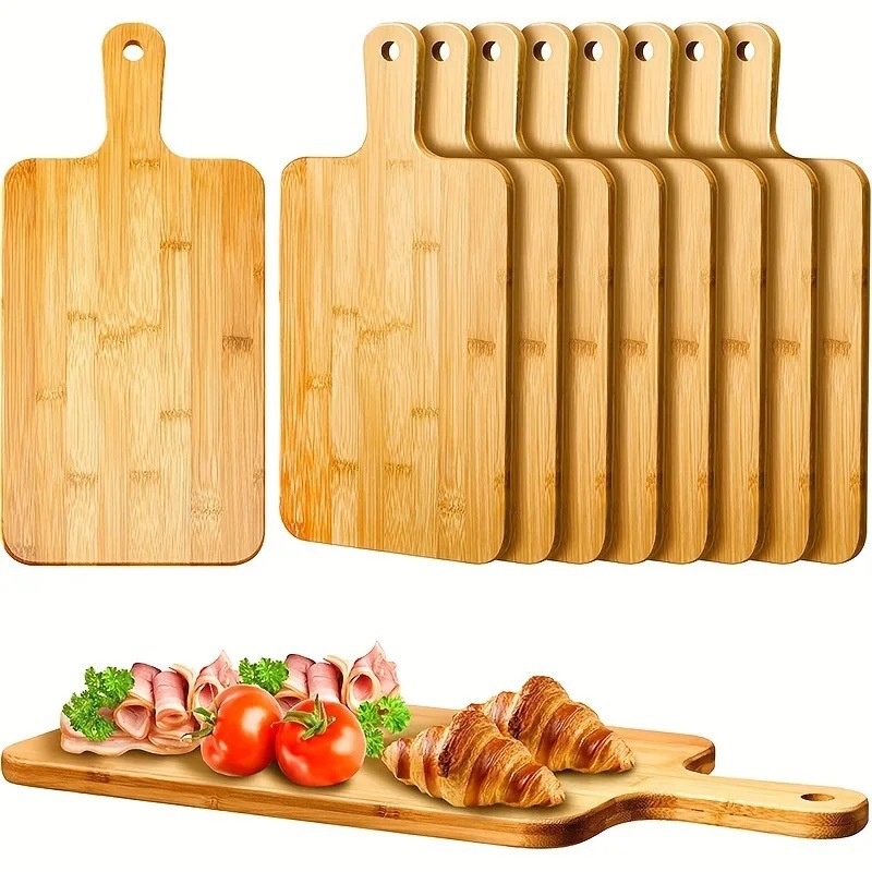 Nature Eco Friendly Rectangular Food Bamboo Serving Tray Bamboo Cutting Board Bread Cake Pizza Fruit Serving Tray for Restaurant