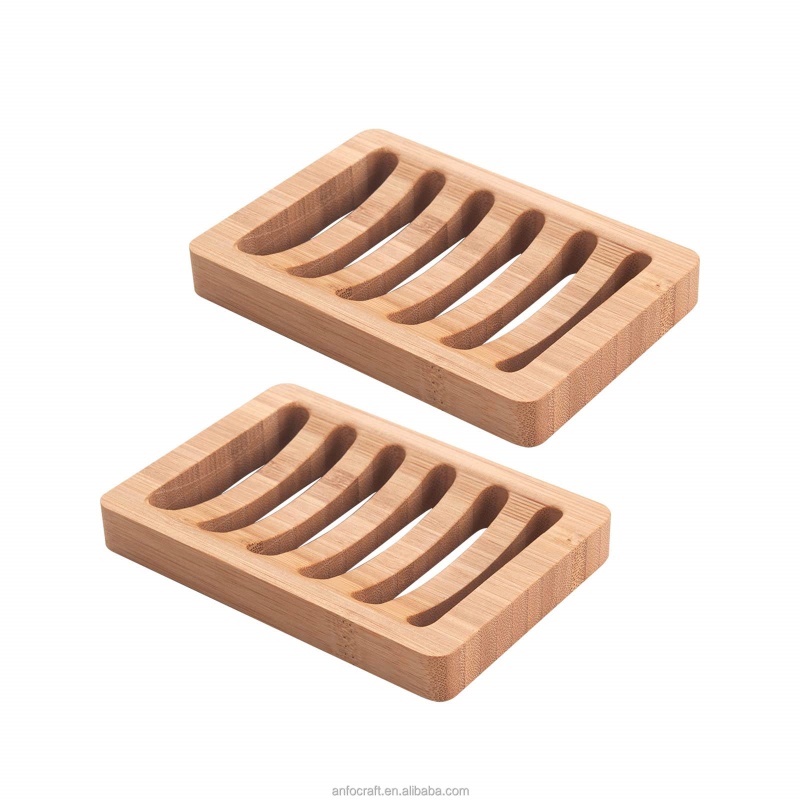 Natural Bamboo Soap Holder Soap Dish Tray Self Draining Bathroom Home Storage Box Itchen Sponge Scrubber