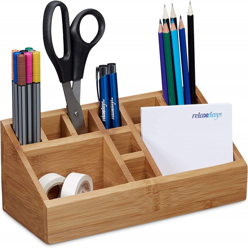Natural Bamboo Office Accessories Office Supplies Desktop Table File Bamboo wooden pen holder storage Desk Organizer Holder