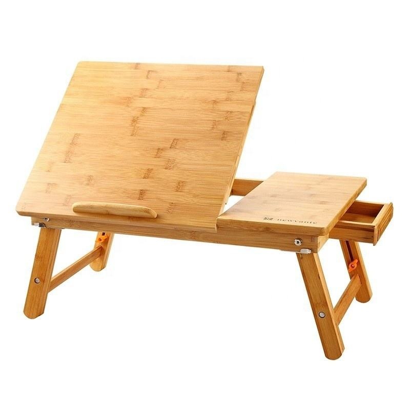  Height Adustible Table With Folding Legs Breakfast Bamboo Laptop Desk in Bed Food Serving Bed Tray