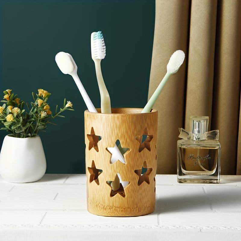  Natural and Environmentally Friendly Bamboo Pen Cups Drainage Bamboo Toothbrush Holders, Reusable Bamboo Cups